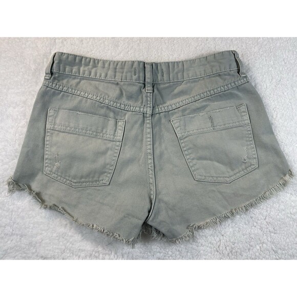 Free People Shorts Womens Sz 29 Cutoff Raw Hem Blue Gray Festival Daisy Duke Y2K - Picture 9 of 9